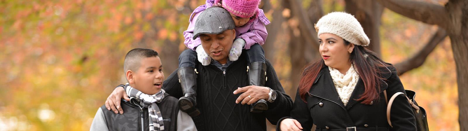 Family walking in the park