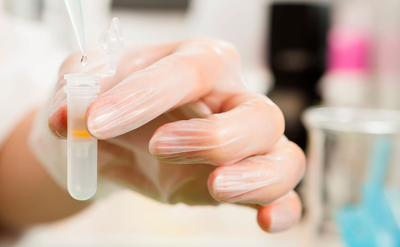 Hand holding a pipet cropped